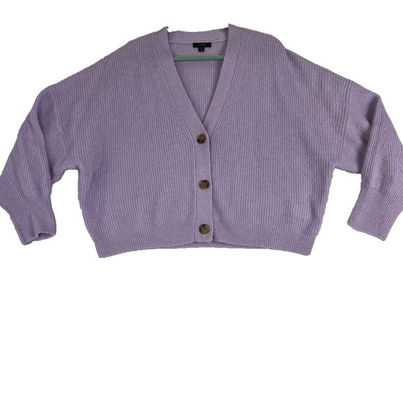 J Crew Cardigan Sweater Women 3X Purple Alpaca Wool V-Neck Button Up Crop Preppy - Picture 1 of 8